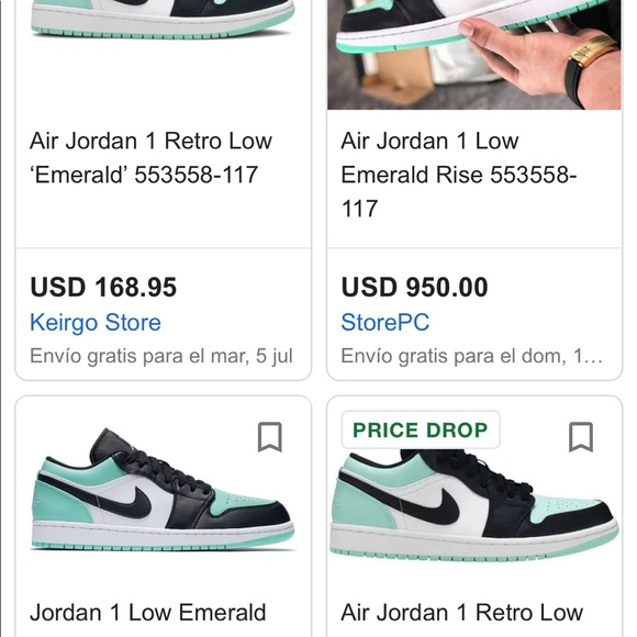 Air Jordan 1 Low Emerald Rise 553558-117 - Picture 12 of 12